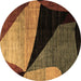 Round Oriental Brown Modern Rug, abs3328brn