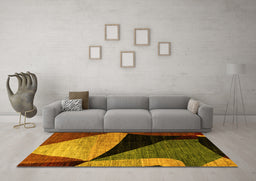 Machine Washable Oriental Yellow Modern Rug in a Living Room, wshabs3328yw