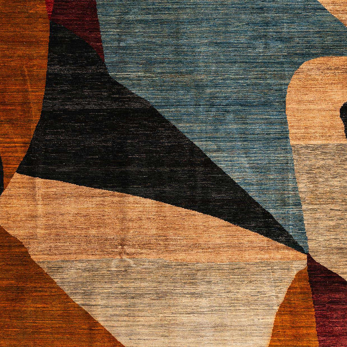 Machine Washable Abstract Vermilion Red Rug, wshabs3328