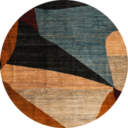 Round Machine Washable Abstract Vermilion Red Rug, wshabs3328