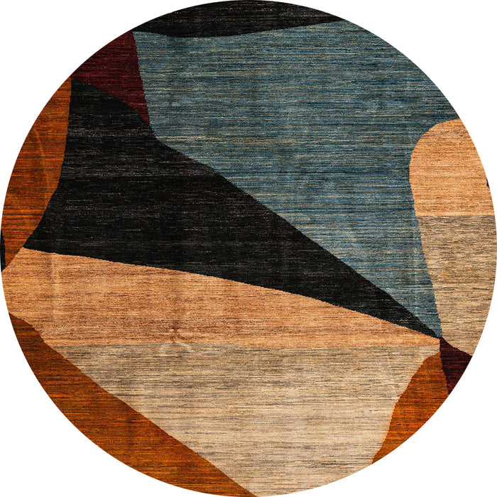 Round Machine Washable Abstract Vermilion Red Rug, wshabs3328