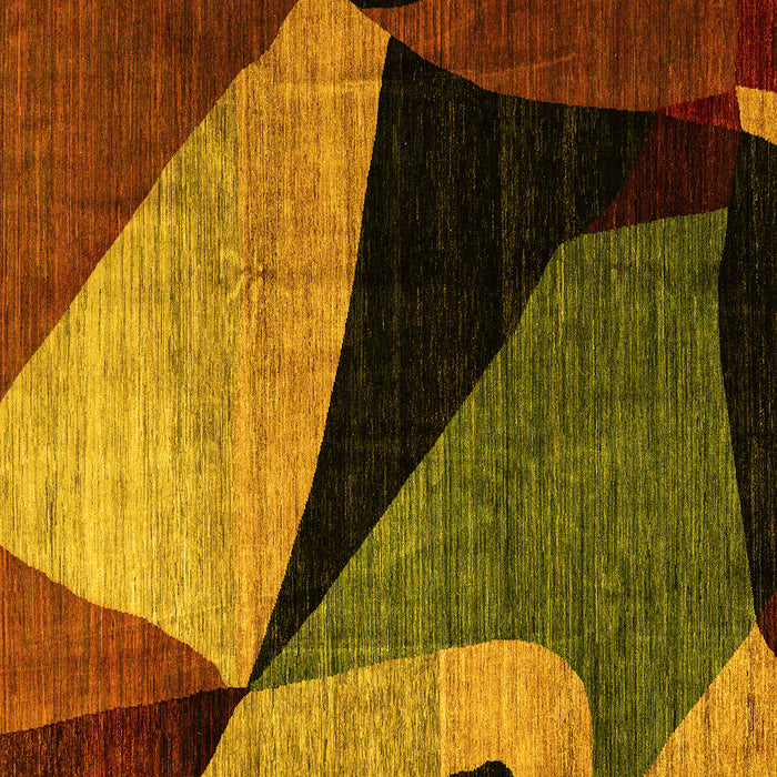 Square Machine Washable Oriental Yellow Modern Rug, wshabs3328yw