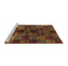 Sideview of Machine Washable Abstract Saffron Red Rug, wshabs3329