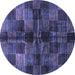 Round Checkered Blue Modern Rug, abs3329blu