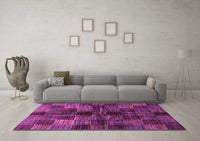 Machine Washable Checkered Purple Modern Rug, wshabs3329pur