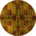 Round Checkered Yellow Modern Rug, abs3329yw