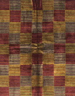 Abstract Saffron Red Checkered Rug, abs3329