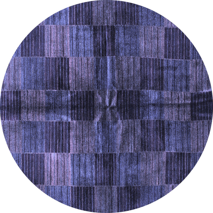 Round Machine Washable Checkered Blue Modern Rug, wshabs3329blu