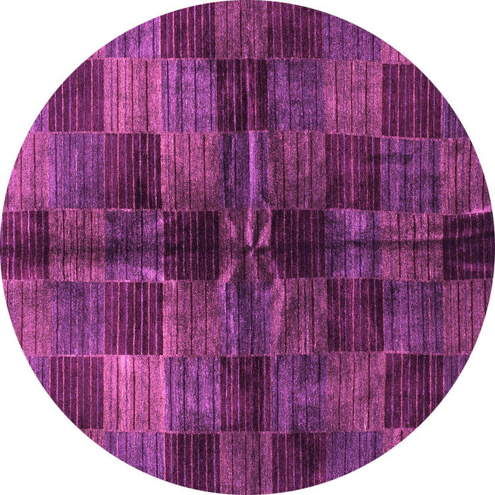 Round Checkered Purple Modern Rug, abs3329pur