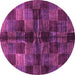 Round Checkered Purple Modern Rug, abs3329pur