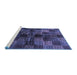 Sideview of Machine Washable Checkered Blue Modern Rug, wshabs3329blu