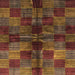 Square Abstract Saffron Red Checkered Rug, abs3329