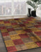 Machine Washable Abstract Saffron Red Rug in a Family Room, wshabs3329
