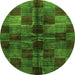 Round Checkered Green Modern Rug, abs3329grn