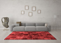 Machine Washable Checkered Red Modern Rug, wshabs3329red