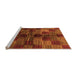Sideview of Machine Washable Checkered Orange Modern Area Rugs, wshabs3329org