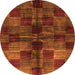 Round Machine Washable Checkered Orange Modern Area Rugs, wshabs3329org