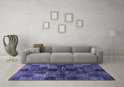 Machine Washable Checkered Blue Modern Rug in a Living Room, wshabs3329blu