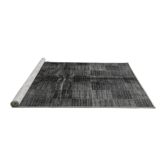 Sideview of Machine Washable Checkered Gray Modern Rug, wshabs3329gry