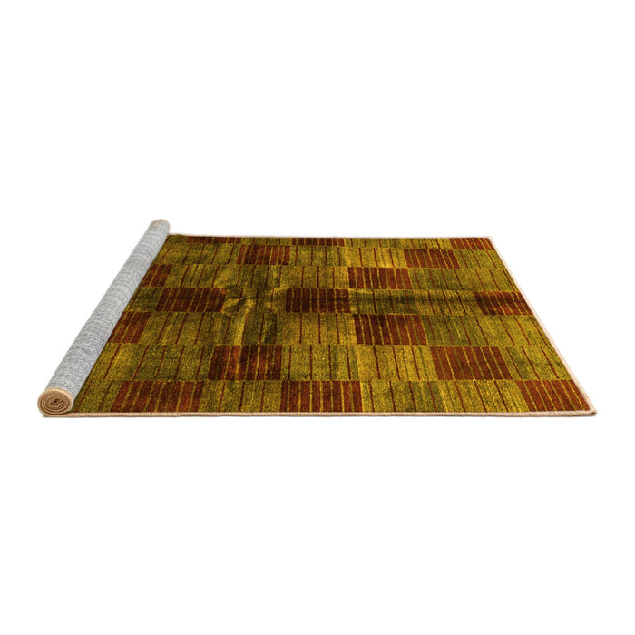 Sideview of Machine Washable Checkered Yellow Modern Rug, wshabs3329yw