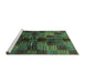 Sideview of Machine Washable Checkered Turquoise Modern Area Rugs, wshabs3329turq