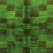 Square Machine Washable Checkered Green Modern Area Rugs, wshabs3329grn