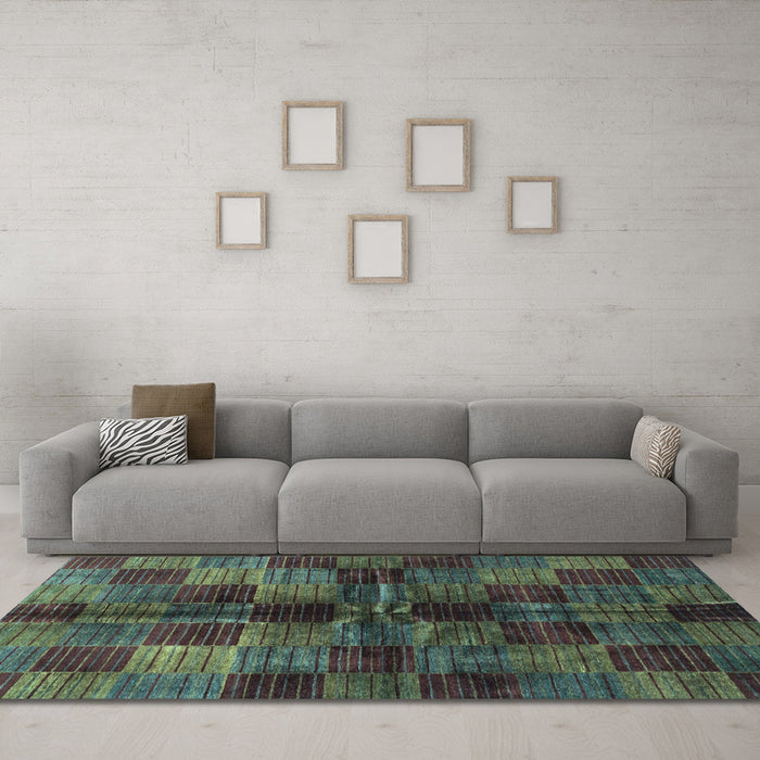 Machine Washable Checkered Light Blue Modern Rug in a Living Room, wshabs3329lblu