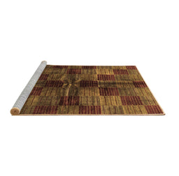 Sideview of Machine Washable Checkered Brown Modern Rug, wshabs3329brn