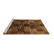 Sideview of Machine Washable Checkered Brown Modern Rug, wshabs3329brn