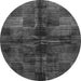 Round Machine Washable Checkered Gray Modern Rug, wshabs3329gry