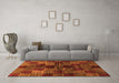 Machine Washable Checkered Orange Modern Area Rugs in a Living Room, wshabs3329org