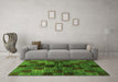 Machine Washable Checkered Green Modern Area Rugs in a Living Room,, wshabs3329grn