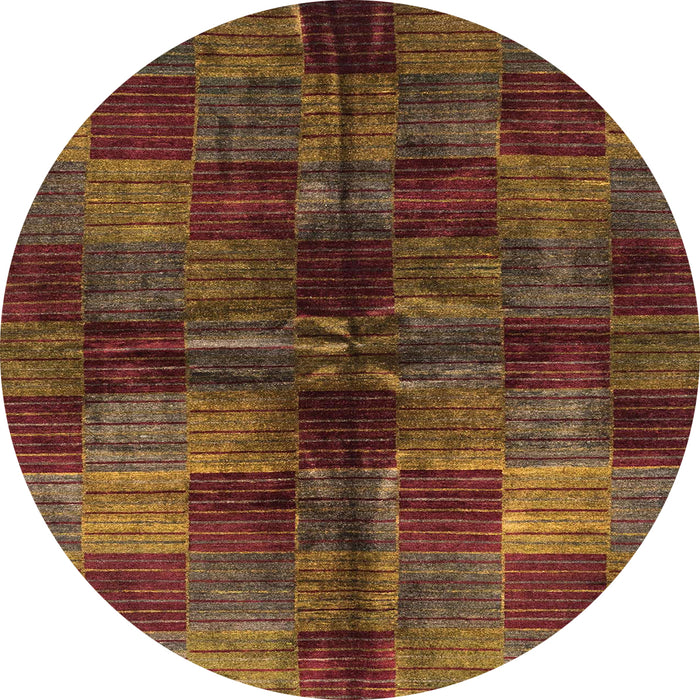Round Machine Washable Abstract Saffron Red Rug, wshabs3329