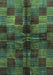 Machine Washable Checkered Turquoise Modern Area Rugs, wshabs3329turq