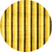 Round Machine Washable Solid Yellow Modern Rug, wshabs332yw