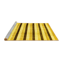 Sideview of Machine Washable Solid Yellow Modern Rug, wshabs332yw