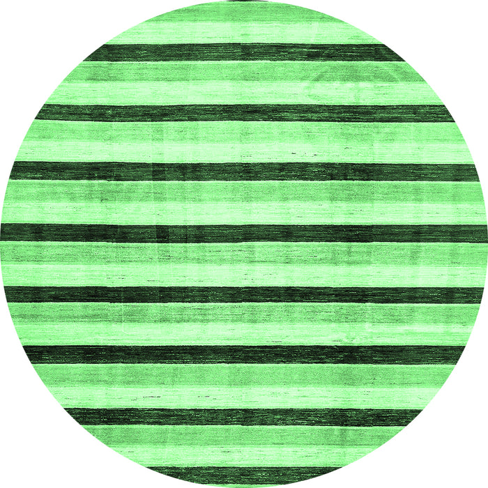 Round Machine Washable Solid Emerald Green Modern Area Rugs, wshabs332emgrn