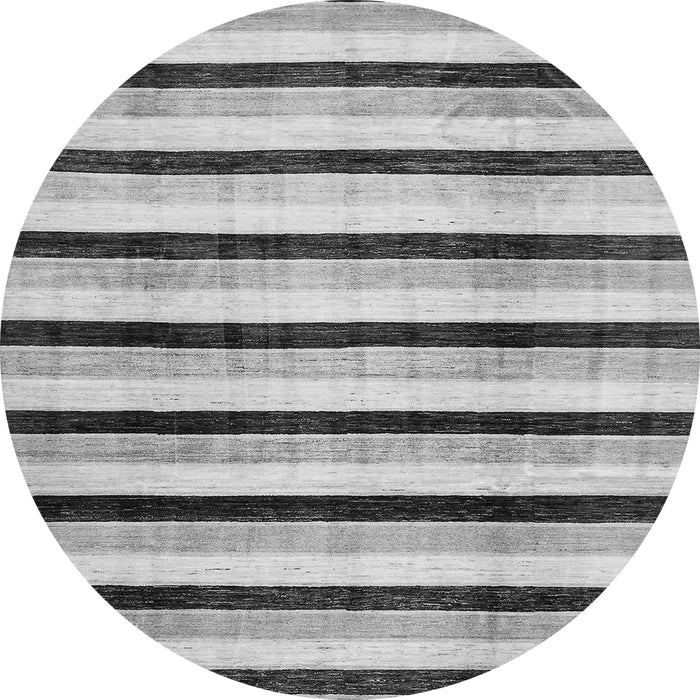 Round Machine Washable Solid Gray Modern Rug, wshabs332gry