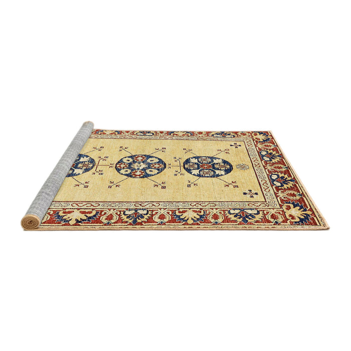 Sideview of Machine Washable Abstract Mustard Yellow Rug, wshabs333