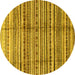 Round Machine Washable Abstract Yellow Modern Rug, wshabs3330yw