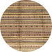 Round Machine Washable Abstract Saddle Brown Rug, wshabs3330