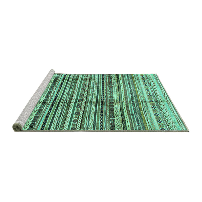 Sideview of Machine Washable Abstract Turquoise Modern Area Rugs, wshabs3330turq