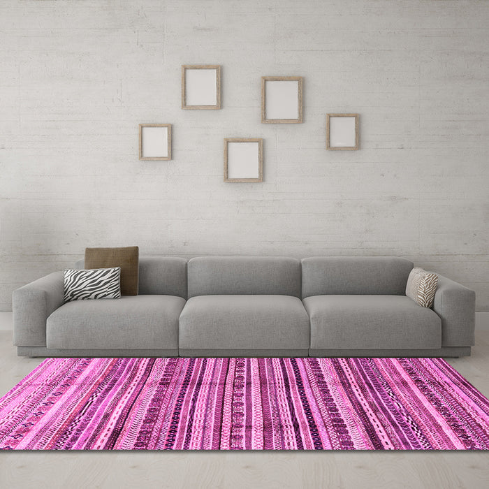 Machine Washable Abstract Pink Modern Rug in a Living Room, wshabs3330pnk