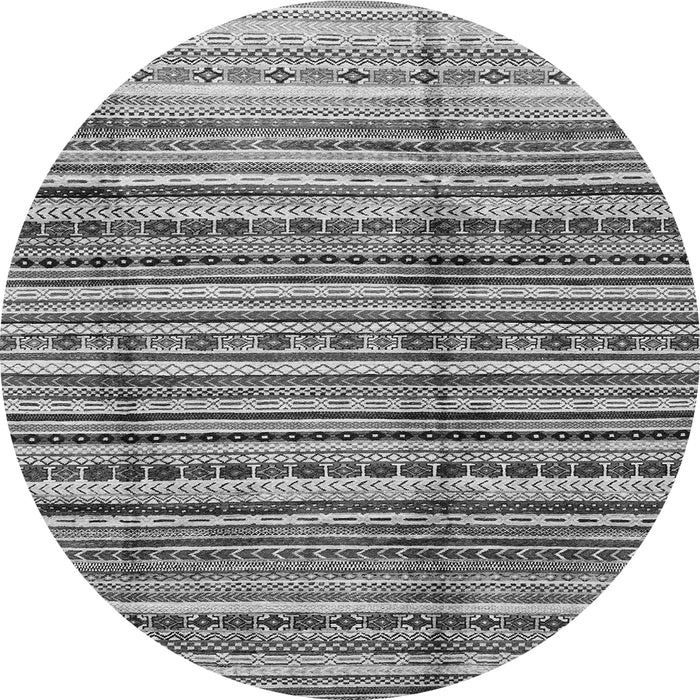 Round Machine Washable Abstract Gray Modern Rug, wshabs3330gry