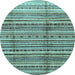 Round Abstract Light Blue Modern Rug, abs3330lblu