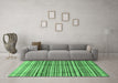 Machine Washable Abstract Emerald Green Modern Area Rugs in a Living Room,, wshabs3330emgrn