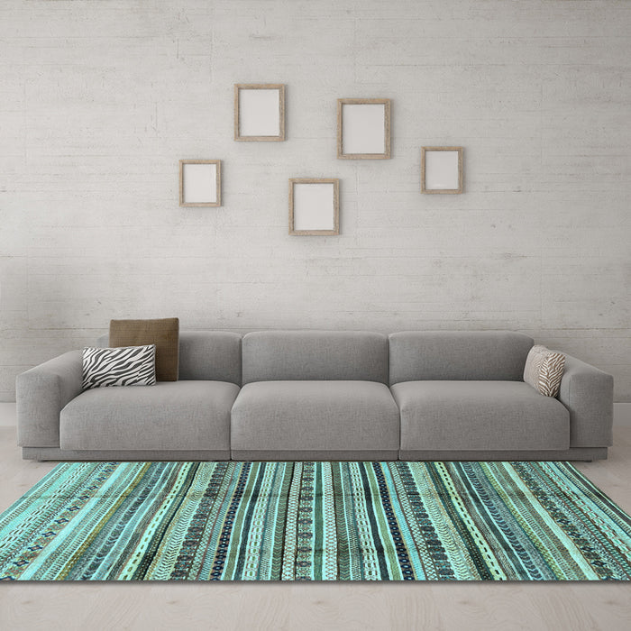 Machine Washable Abstract Light Blue Modern Rug in a Living Room, wshabs3330lblu