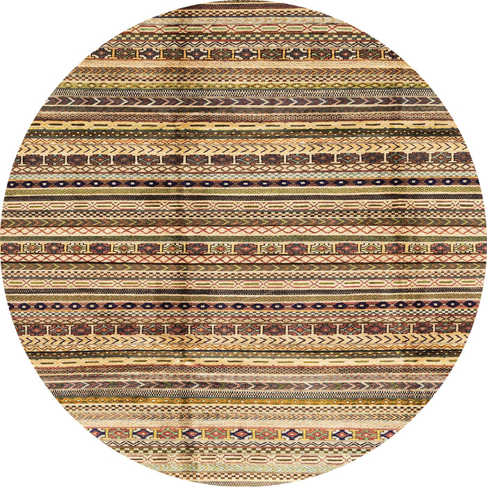 Round Abstract Saddle Brown Modern Rug, abs3330