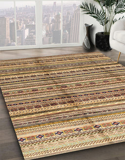 Machine Washable Abstract Saddle Brown Rug in a Family Room, wshabs3330