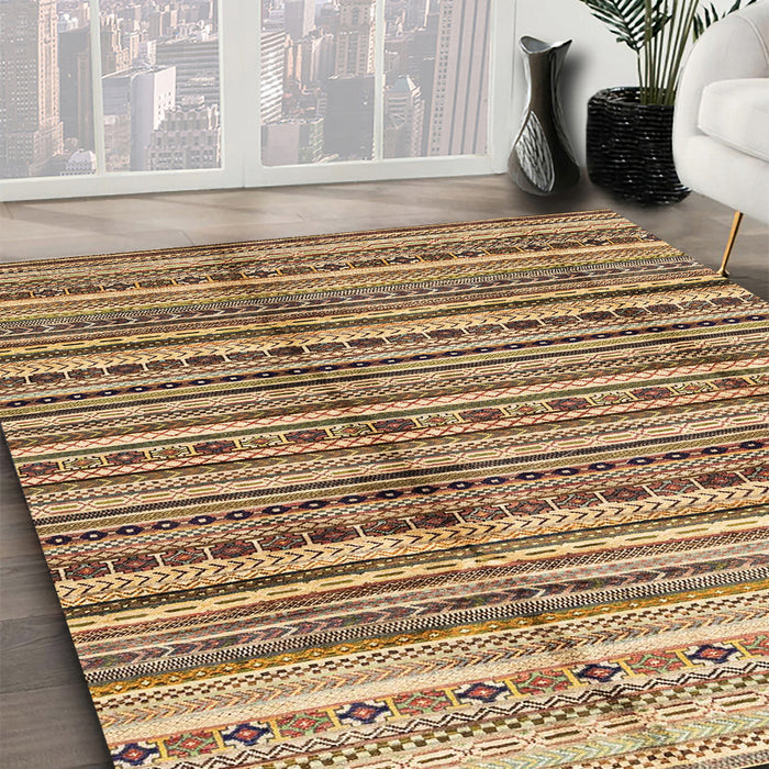 Machine Washable Abstract Saddle Brown Rug in a Family Room, wshabs3330